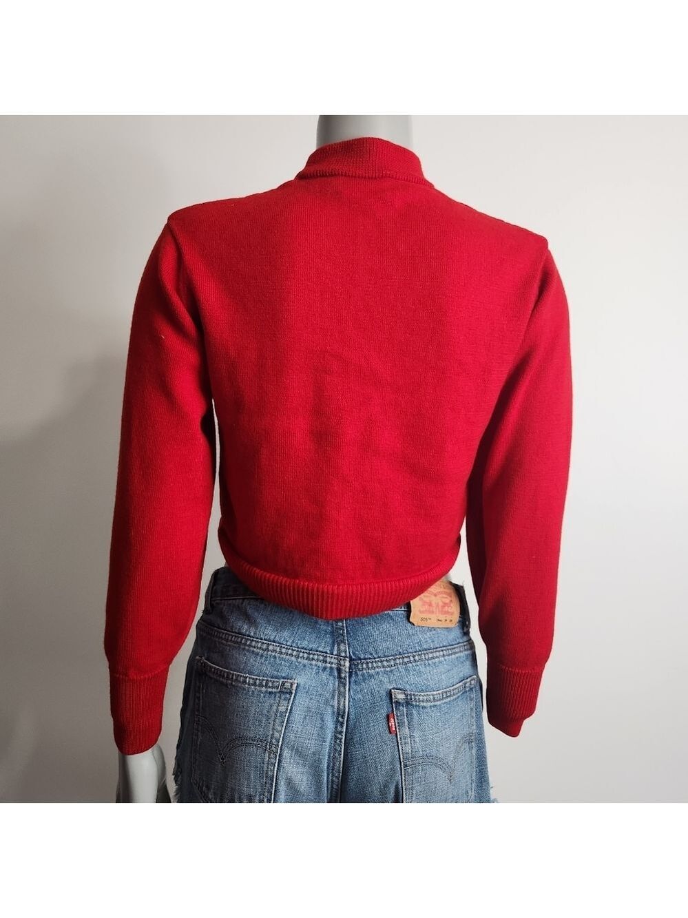 Aritzia X Wilfred Red Merino Wool Mockneck Crop Knit Sweater Size XS - Picture 5 of 9